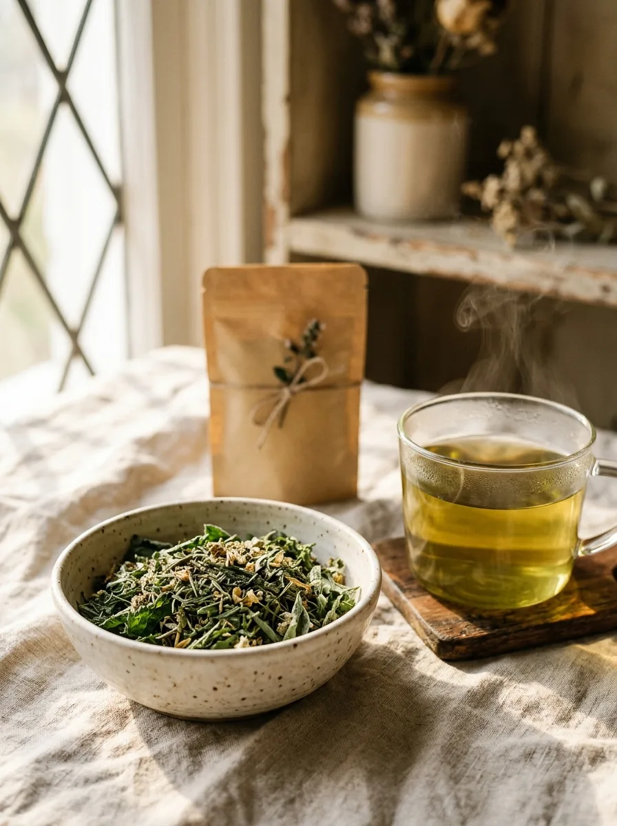 A morning ritual of whole botanicals, tea, and nourishing food